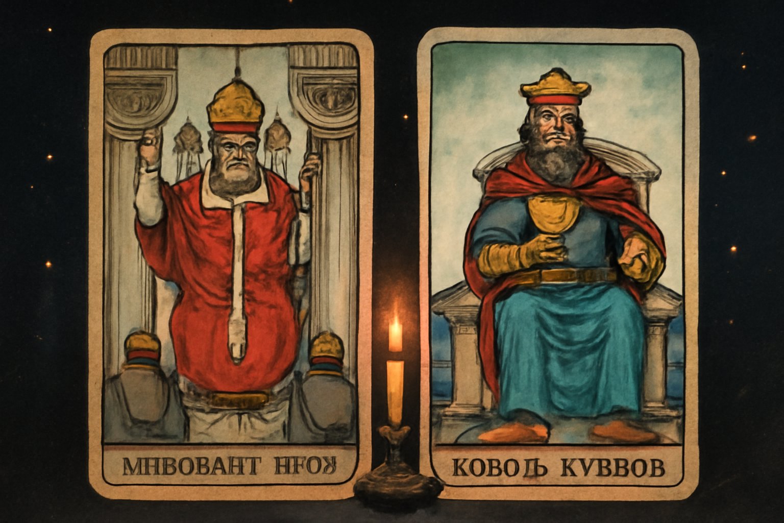 Иерофант Жрец и Король Кубков - иллюстрация таро