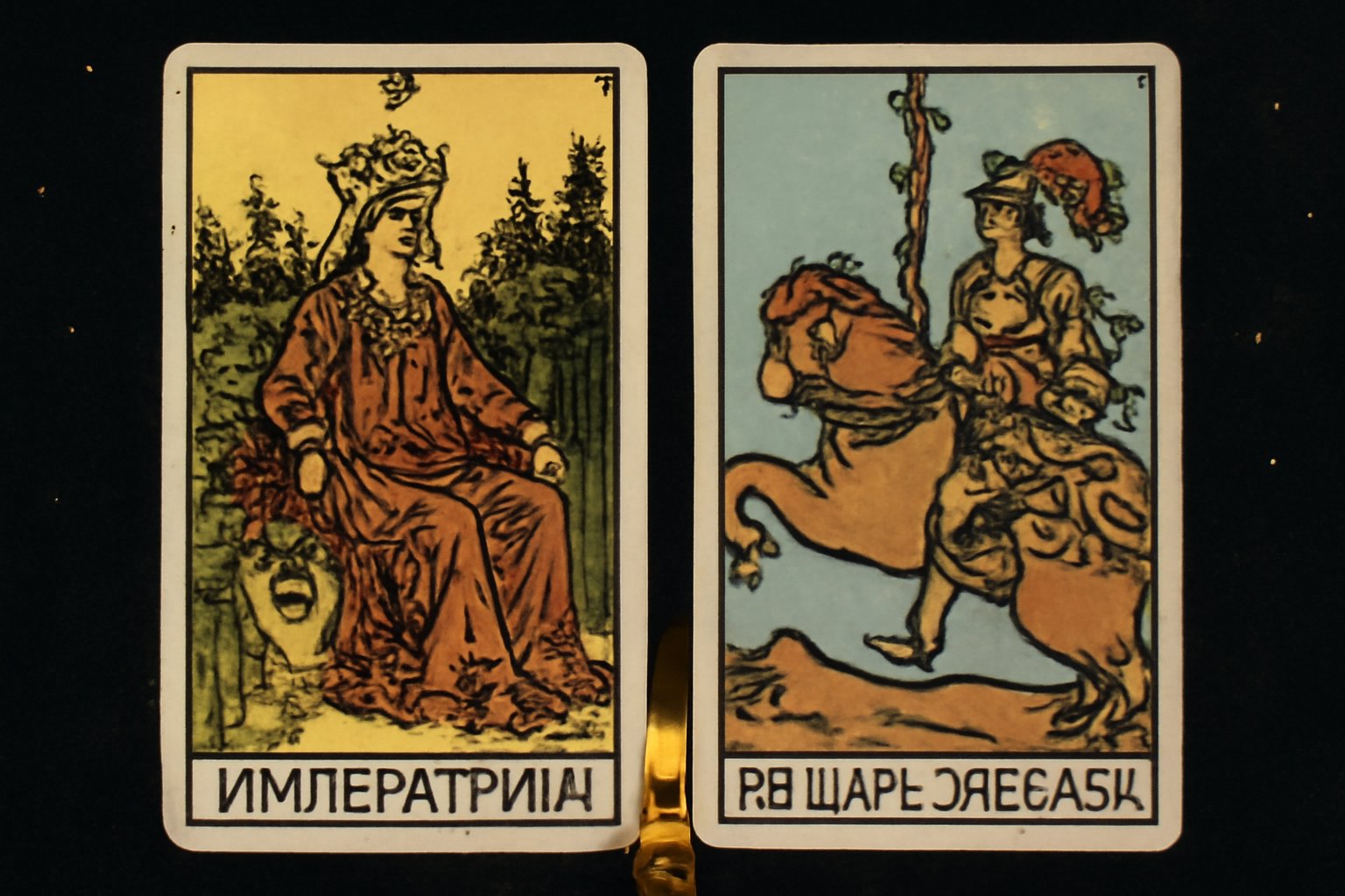 Императрица и Рыцарь Жезлов - иллюстрация таро