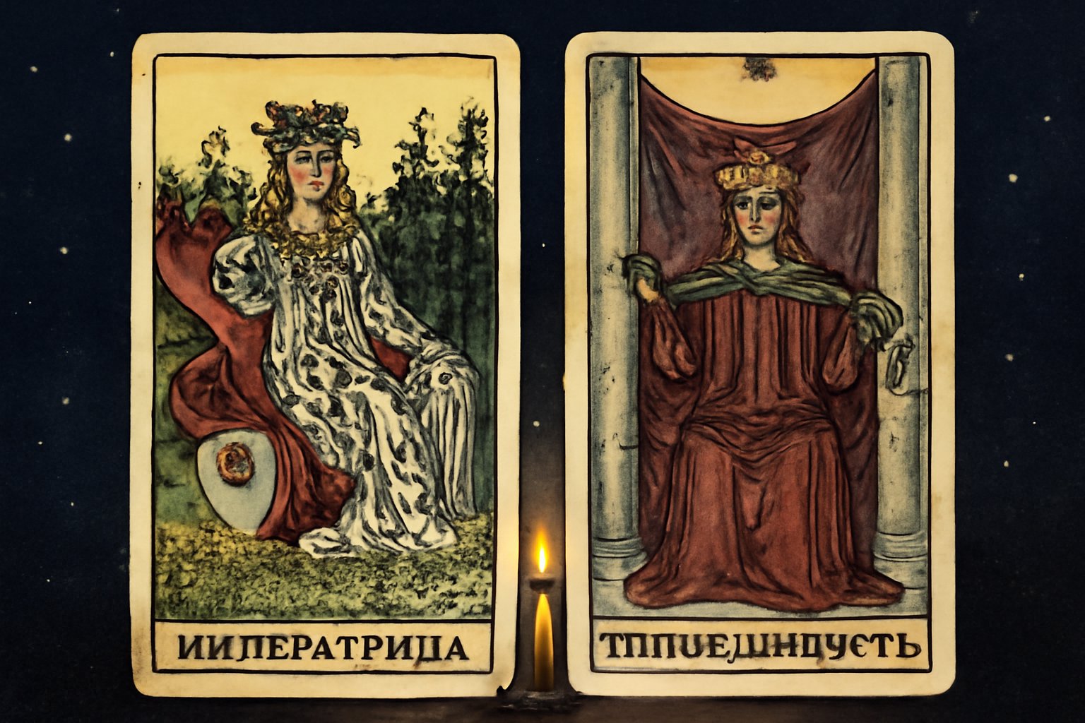 Императрица и Справедливость - иллюстрация таро