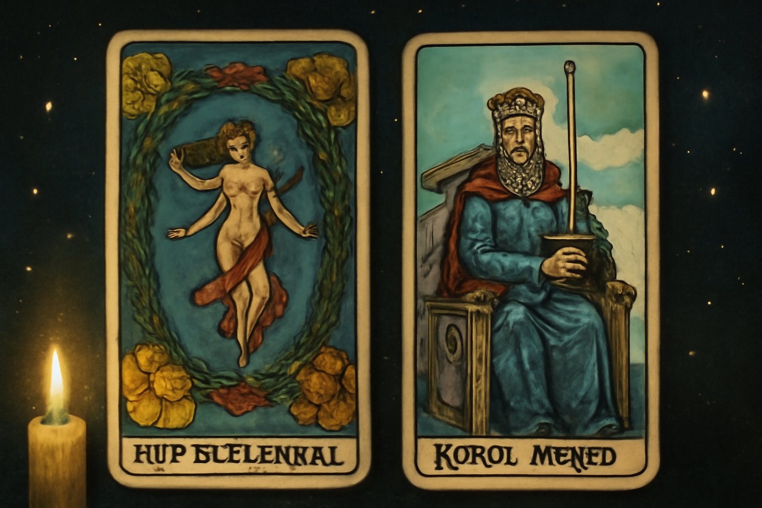 Мир Вселенная и Король Мечей - иллюстрация таро