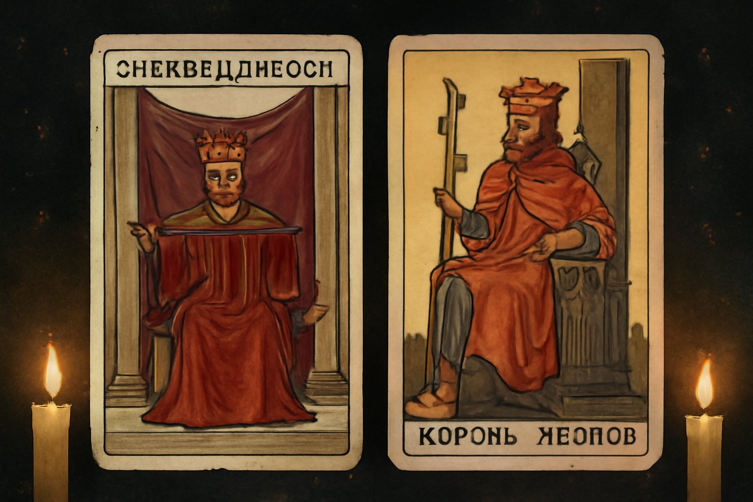 Справедливость и Король Жезлов - иллюстрация таро